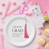 Hit Off to Grad Pink & Gold Tassel Abschluss Pappteller (Party)