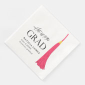 Hit Off to Grad Pink & Gold Tassel Abschluss Serviette (Ecke)