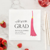 Hit Off to Grad Pink & Gold Tassel Abschluss Serviette (Beispiel)