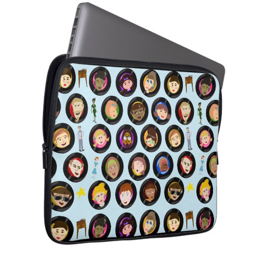 Hit Parade Oldie Platten Cartoon Charakter Vinyl Laptopschutzhülle (Vorne Rechts)