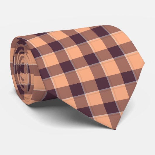 Hit Pink and Livid Brown Plaid Neck Tie Krawatte (Gerollt)