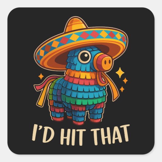 Hit That Pinata Cinco De Mayo Quadratischer Aufkleber (Vorderseite)