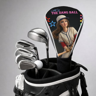 Hit The Dang Ball Funny Baseball Mom Doll Face Golf Headcover
