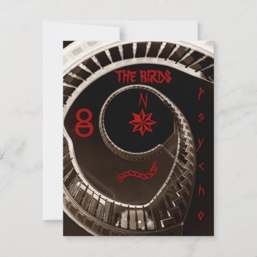 HITCHCOCKESQUE PARTY-THEMA-EINLADUNG HITCHCOCK EINLADUNG (Vorderseite)