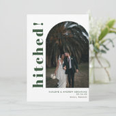 Hitched Arch Foto Typografy Wedding Elopement Ankündigung (Stehend Vorderseite)