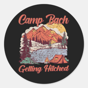 Hitched Bride Squad Vintag Camp Bachelore Runder Aufkleber