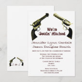 Hitched Cowboy Guns Hochzeitseinladungen Einladung (Vorne/Hinten)