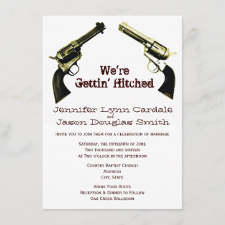 Hitched Cowboy Guns Hochzeitseinladungen Einladung