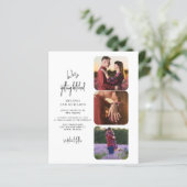 Hitched Foto Collage Hochzeit Einladung (Stehend Vorderseite)