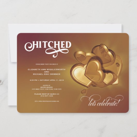 Hitched Gold-Party Einladung (Vorderseite)