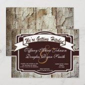 Hitched Rustic Wood Wedding Einladungen (Vorne/Hinten)
