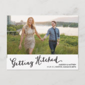 Hitched | Save the Date Postkarte (Vorderseite)
