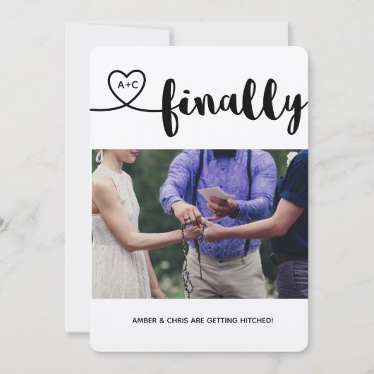 Hitched schließlich erhalten! Retten Sie das Datum Einladung (Vorderseite)