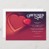 Hitched, Two Hearts Red Wedding Einladung (Vorne/Hinten)