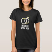 Hitched with Her Groom Sayings Husband To Be Quote T-Shirt (Vorderseite)