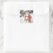 Hitchhiking Snow Lady With Florida Sign Quadratischer Aufkleber (Tasche)
