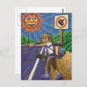 Hitchiking Hobo Postkarte (Vorne/Hinten)