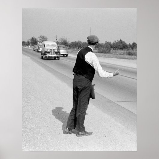 Hitching eine Fahrt, 1939. Vintages Foto Poster (Vorne)