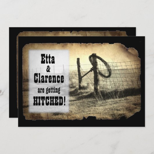 Hitching Post Hochzeit Einladung (Vorne/Hinten)