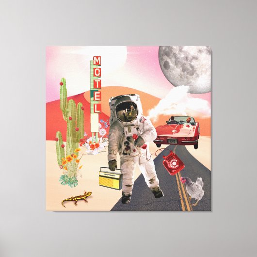 Hitchwandern Astronauten Surreal Collage Canvas Pr Leinwanddruck (Vorderseite)