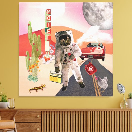 Hitchwandern Astronauten Surreal Collage Canvas Pr Leinwanddruck (Insitu (Wohnzimmer))