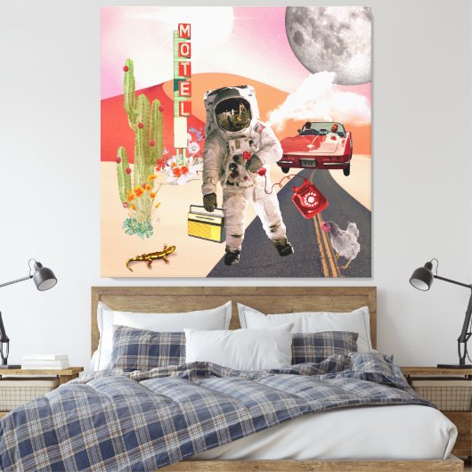 Hitchwandern Astronauten Surreal Collage Canvas Pr Leinwanddruck (Insitu (Schlafzimmer))