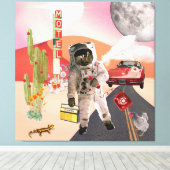 Hitchwandern Astronauten Surreal Collage Canvas Pr Leinwanddruck (Insitu (Holzboden))