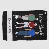 Hit'em Straight Black Personalisiert Golfhandtuch (Horizontal)