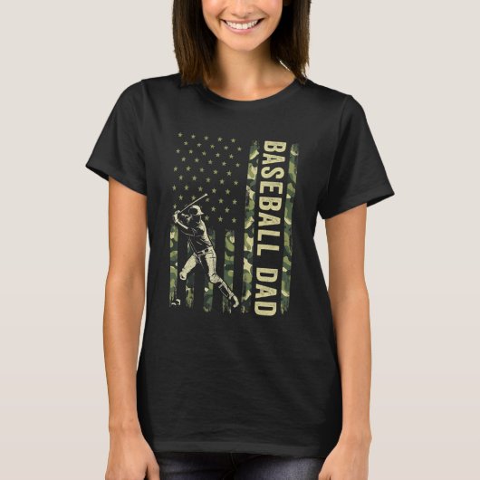 Hitter Baseball Men Camouflage American Flag Baseb T-Shirt (Vorderseite)