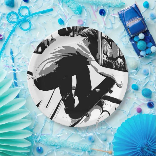 Hitting the Ramp - Skateboarder Pappteller (Party)