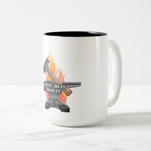 Hitze, Beat & Repeat-Tasse Zweifarbige Tasse (VorderseiteRechts)