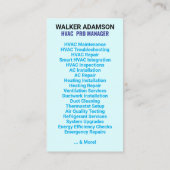 (Hitze, Cool, AC Slogan) Kostenlose Schätzungen |  Visitenkarte (Rückseite)