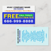 (Hitze, Cool, AC Slogan) Kostenlose Schätzungen | Visitenkarte (Vorne/Hinten)