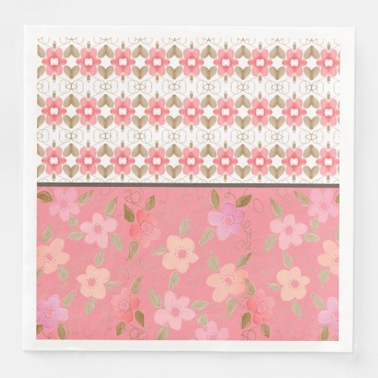 Hitze und Flower Pink Party Napkins Serviette (Vorderseite)