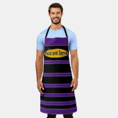 Hitze und Servieren von schwarzen Textstreifen GFX Schürze (Getragen)