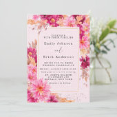 Hitzewallungen Chrysanthemum Floral Wedding Einlad Einladung (Stehend Vorderseite)