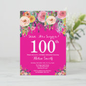 Hitzewallungen Florüberraschung 100. Geburtstag Ei Einladung (Stehend Vorderseite)