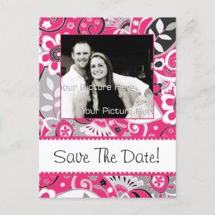 Hitzewallungen Rosa und Grauer Fall Save the Date Ankündigungspostkarte