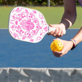 Hitzewallungen, rosa und weiße Damaskus Pickleball Schläger