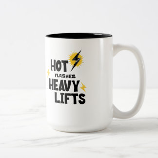 Hitzewallungen. Schwere Gewichte Kaffee  Zweifarbige Tasse