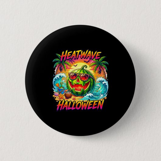 Hitzewelle halloween melone jack o laterne button (Vorderseite)