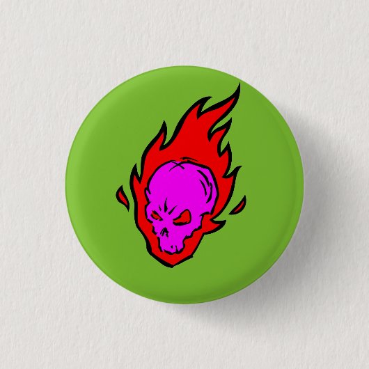 Hitzkopf-lodernder Schädel-Knopf Button (Vorderseite)