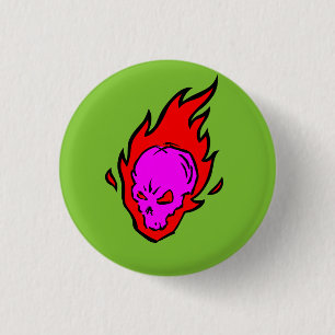 Hitzkopf-lodernder Schädel-Knopf Button