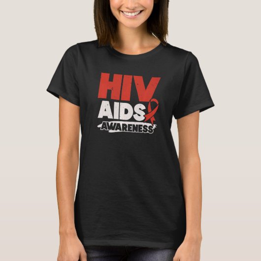 HIV AIDS Awareness Red Ribbon Disability T-Shirt (Vorderseite)