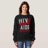 HIV AIDS-Bewusstsein rotes Band Behinderung Sweatshirt (Vorne ganz)