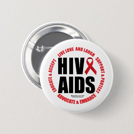 HIV/AIDS leben Liebe-Lachen Button (Vorne & Hinten)