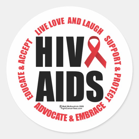 HIV/AIDS-Lebendlach Runder Aufkleber (Vorderseite)