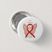 HIV Awareness Ribbon Angel Custom Art Button (Vorne & Hinten)