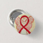 HIV Awareness Ribbon Angel Custom Art Button (Vorne & Hinten)