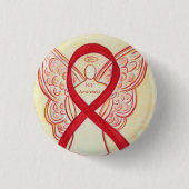 HIV Awareness Ribbon Angel Custom Art Button (Vorderseite)